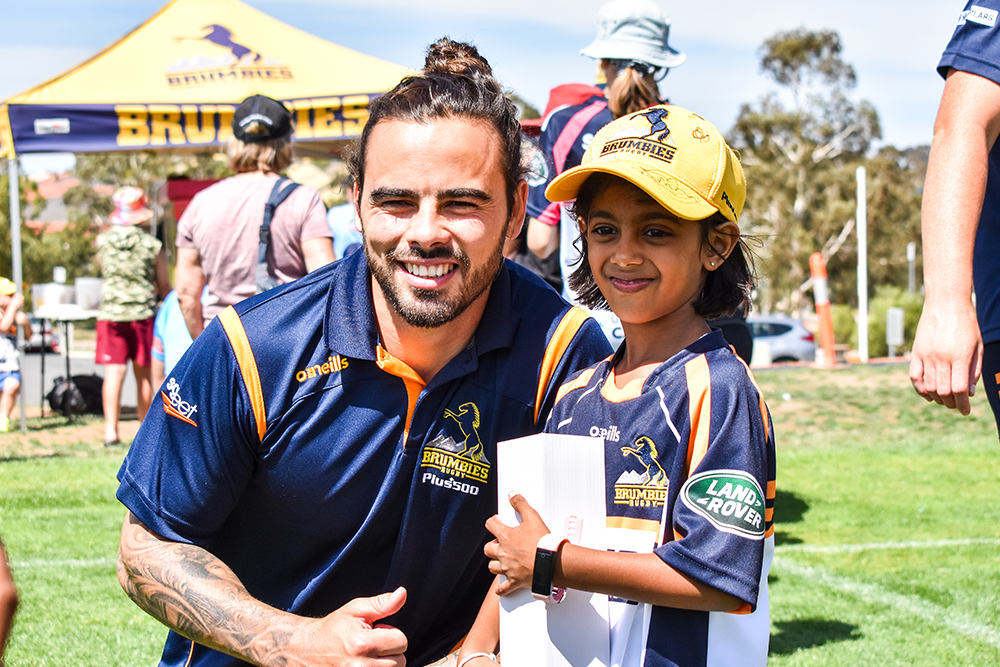 Andy Muirhead at last year's fan day. Photo: Brumbies Media/Lachlan Lawson