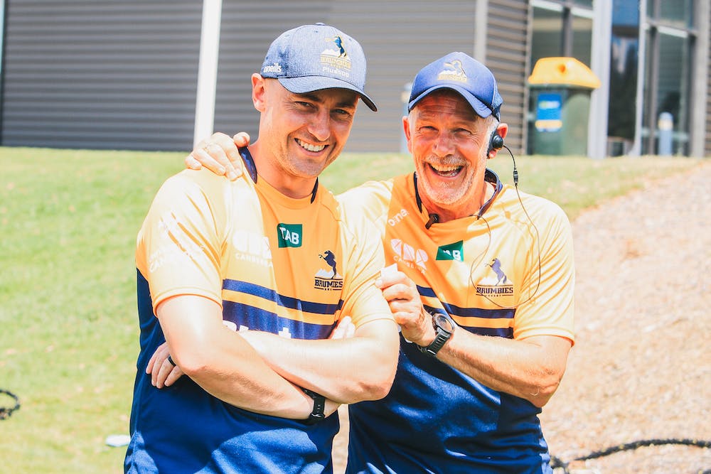 Brad Mayo (left) and Ed Hollis have joined the Plus500 Brumbies. Photo: Rian Murphy/Brumbies Media